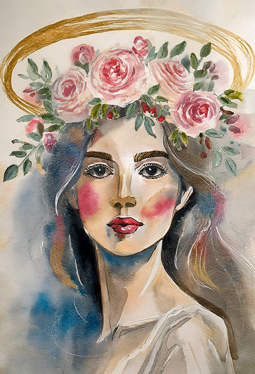 Floral Madonna Canvas Wall Art – Sacred Grace