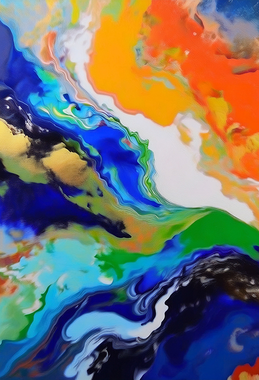 Flow of Elements – Colorful Abstract Fluid Canvas Wall Art