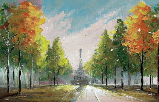 Forest Pathway Textured Canvas Wall Art – Autumn Trees & Scenic Painting