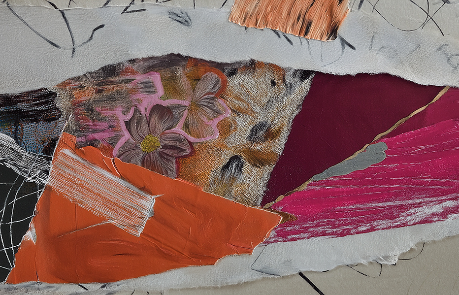 Fragments of Fire – Abstract Collage Canvas Wall Art