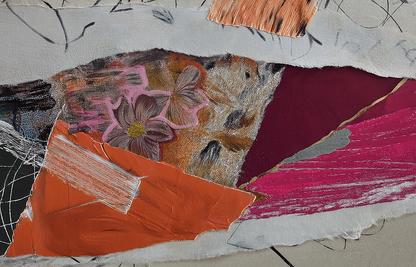 Fragments of Fire – Abstract Collage Canvas Wall Art