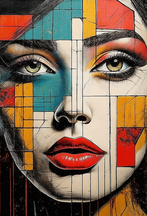 Fragments of Her Canvas Wall Art – Colorful Abstract Portrait