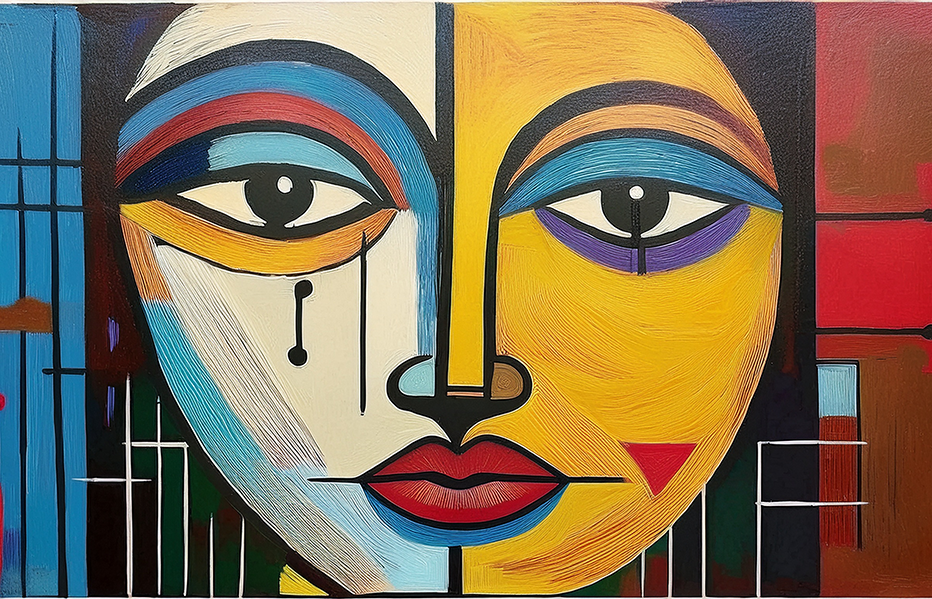 Fragments of a Face – Modern Cubist Abstract Canvas Wall Art