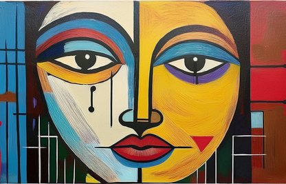 Fragments of a Face – Modern Cubist Abstract Canvas Wall Art