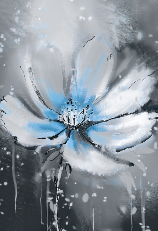 Frozen Blossom Canvas Wall Art – Winter’s Elegance