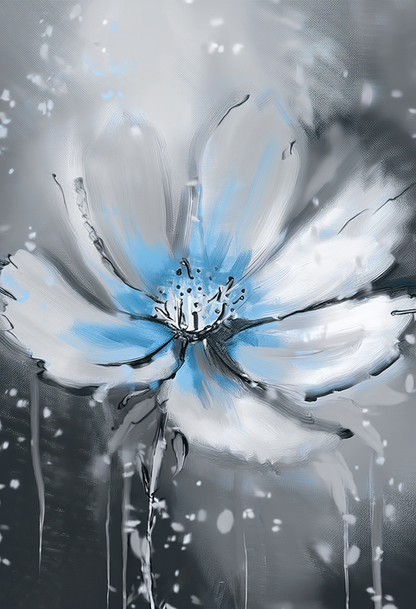Frozen Blossom Canvas Wall Art – Winter’s Elegance