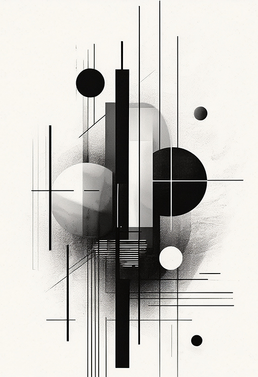 Black and White Geometric Harmony Canvas Wall Art