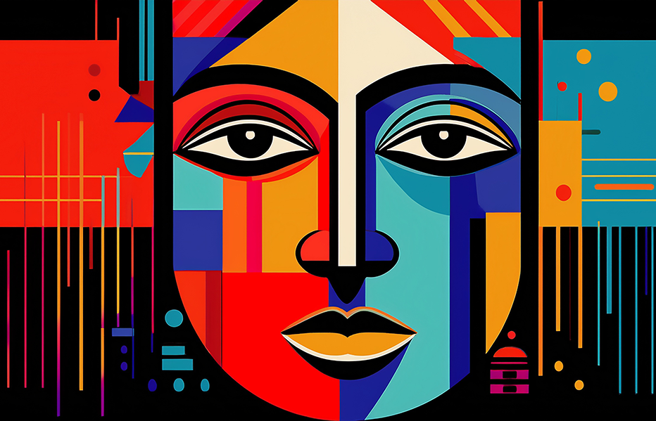 Geometric Face Canvas Wall Art – Bold Colors & Modern Abstract Design