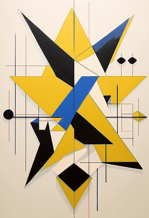 Modern Geometric Canvas Wall Art – Bold Abstract Shapes in Yellow, Blue & Black