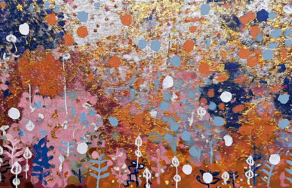 Gilded Petals – Abstract Golden Bloom Canvas Wall Art