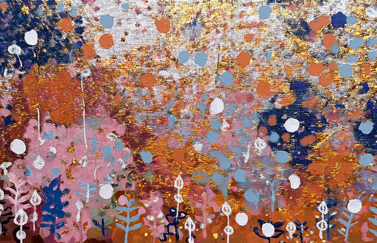 Gilded Petals – Abstract Golden Bloom Canvas Wall Art