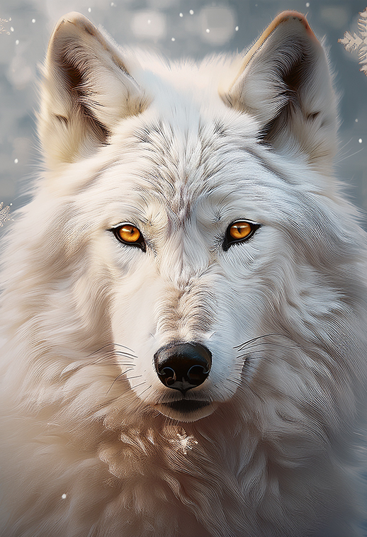 Arctic White Wolf Canvas Wall Art – Golden Gaze of the Wild