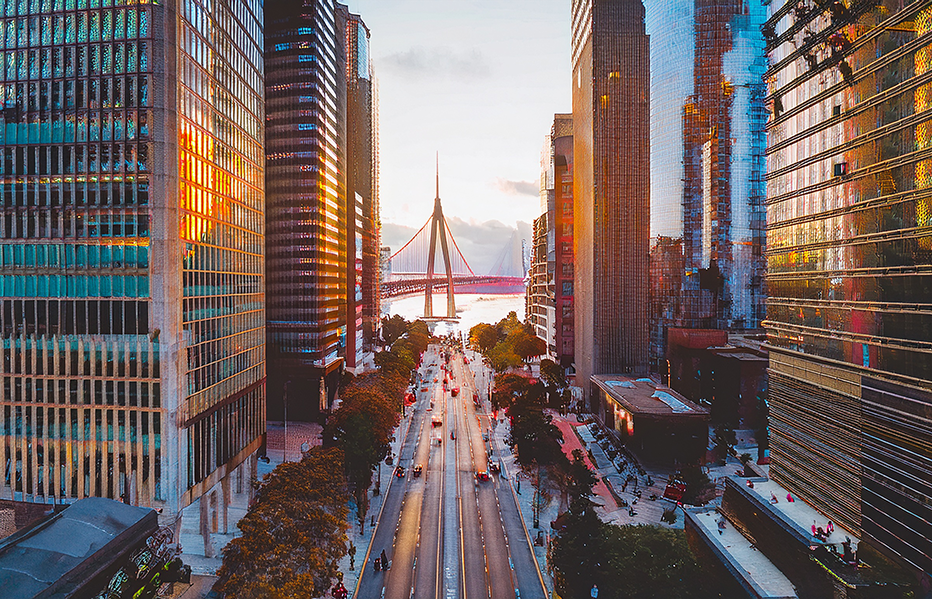 Golden Hour in the City – Modern Urban Skyline Canvas Wall Art
