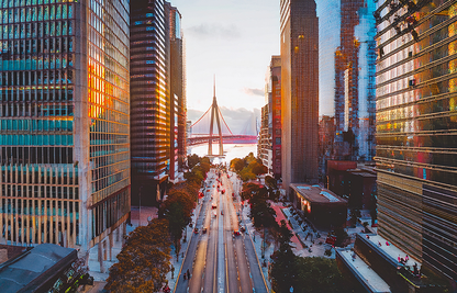Golden Hour in the City – Modern Urban Skyline Canvas Wall Art