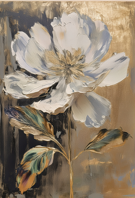 Golden Petal Grace Canvas Wall Art – Luxury Floral Elegance