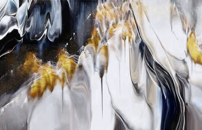 Golden Shadows – Abstract Black, White and Gold Canvas Wall Art