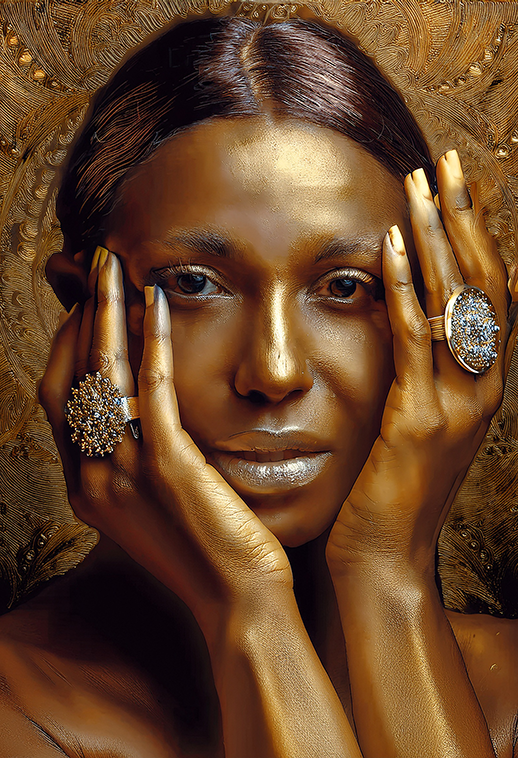 Golden Silence – Luxury Portrait Canvas Wall Art