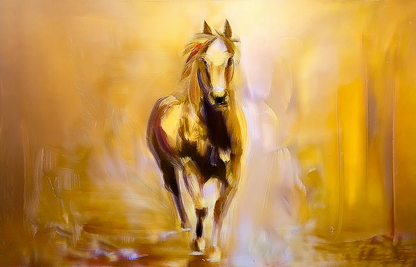 Golden Spirit – Abstract Horse Canvas Wall Art