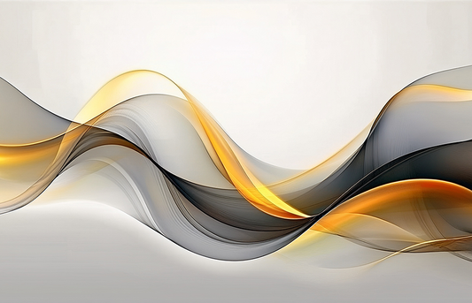 Golden Flow – Abstract Modern Wave Lines in Black and Gold Canvas Wall Art