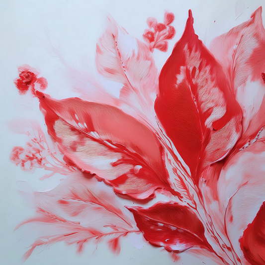 Hibiscus Blooming – Red Floral Abstraction Canvas Wall Art