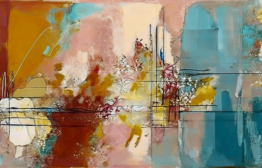 Autumn Abstract Canvas Wall Art – Warm Earthy Tones with Floral Accents