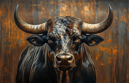 Iron Horns – Powerful Bull Portrait Canvas Wall Art