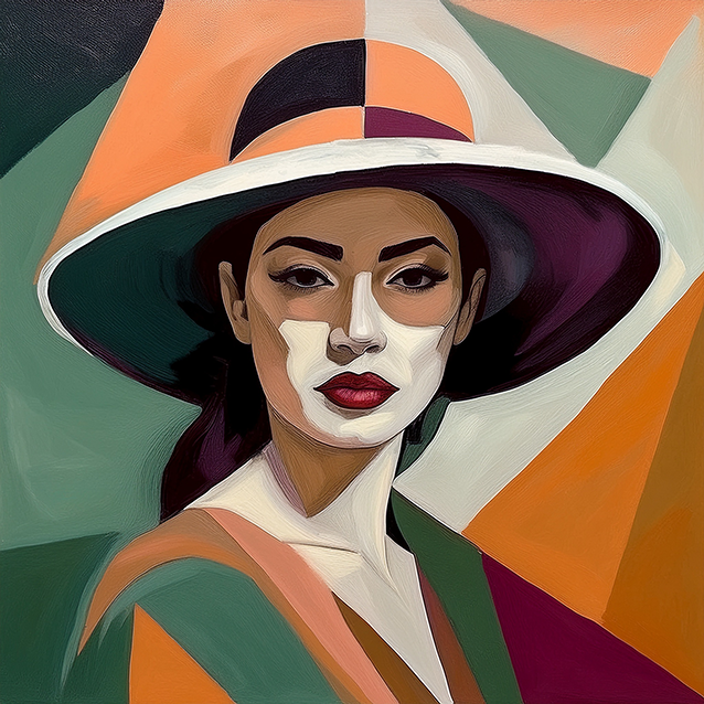 Lady in the Hat – Geometric Elegance in Portrait