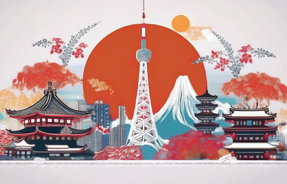 Land of Contrasts – Japanese Cultural Landscape Canvas Wall Art