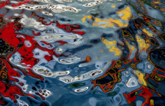 Liquid Spectrum – Abstract Water Reflection with Vibrant Color Ripples