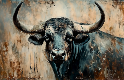 Majestic Bull in Rustic Tones – Abstract Animal Canvas Wall Art
