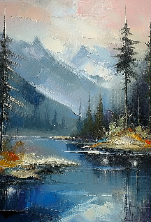 Misty Mountain Reflections Canvas Wall Art – Tranquil Nature Landscape