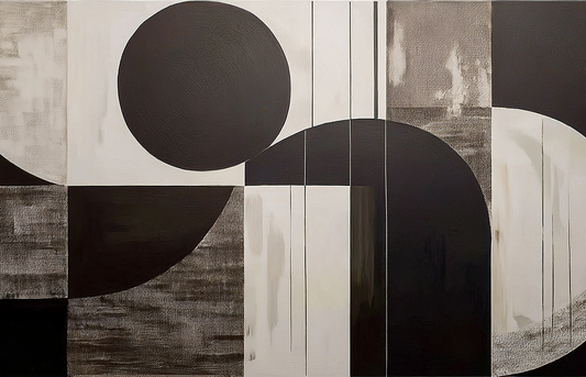 Monochrome Geometry – Abstract Black and White Geometric Canvas Wall Art