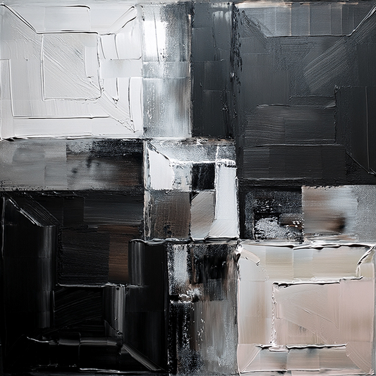 Monochrome Geometry – Modern Black & White Abstract Canvas Wall Art