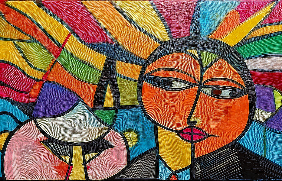 Mosaic Face – Vibrant Abstract Expression Canvas Wall Art