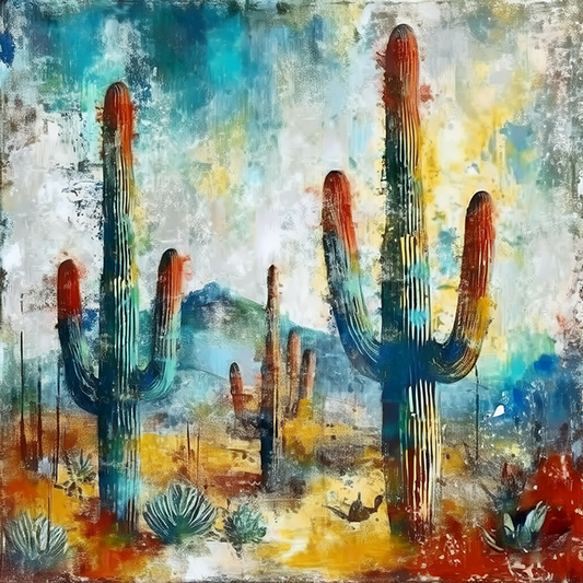 Mystic Cactus Glow Desert Canvas Wall Art