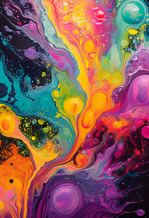 Neon Dreams Abstract Fluid Canvas Wall Art