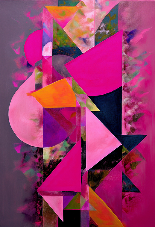 Neon Pink Abstract Geometric Canvas Wall Art – Modern Bold Fine Art Print