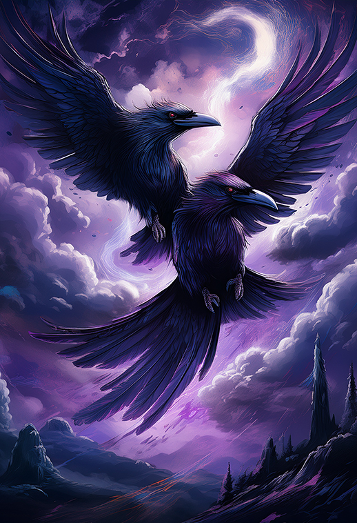 Night Messengers – Mystical Ravens Canvas Wall Art