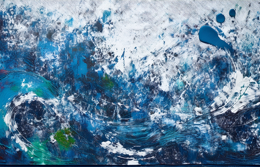 Ocean Wave Abstract Canvas Wall Art – Dynamic Blue & White Seascape