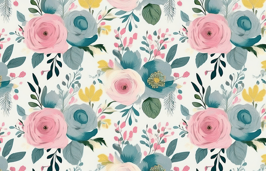 Pastel Bloom Pattern – Decorative Floral Canvas Wall Art