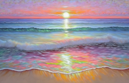 Pastel Sunset Over Tranquil Waves – Ocean Seascape Canvas Wall Art