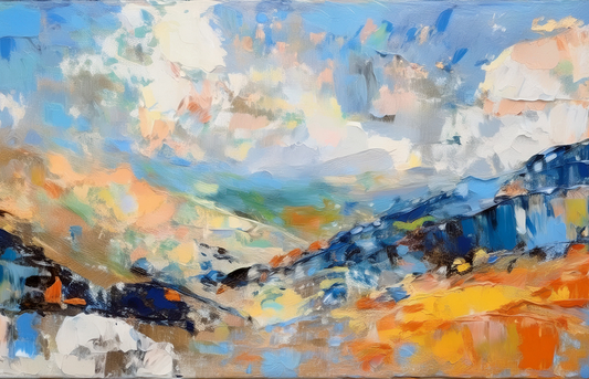 Abstract Landscape Canvas Wall Art – Vibrant Mountain Colors