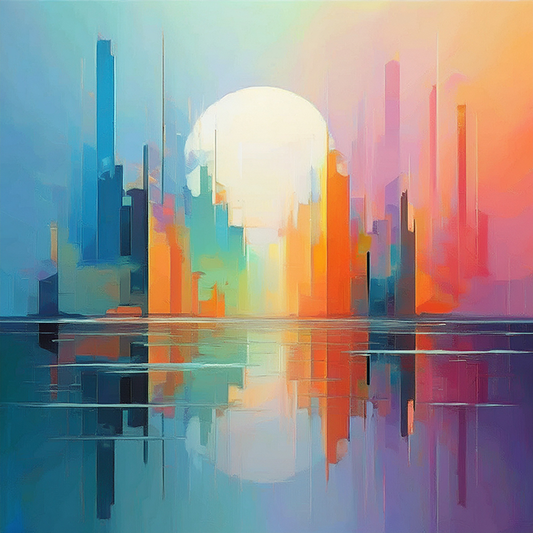 Prism City – Futuristic Abstract Skyline Canvas Wall Art