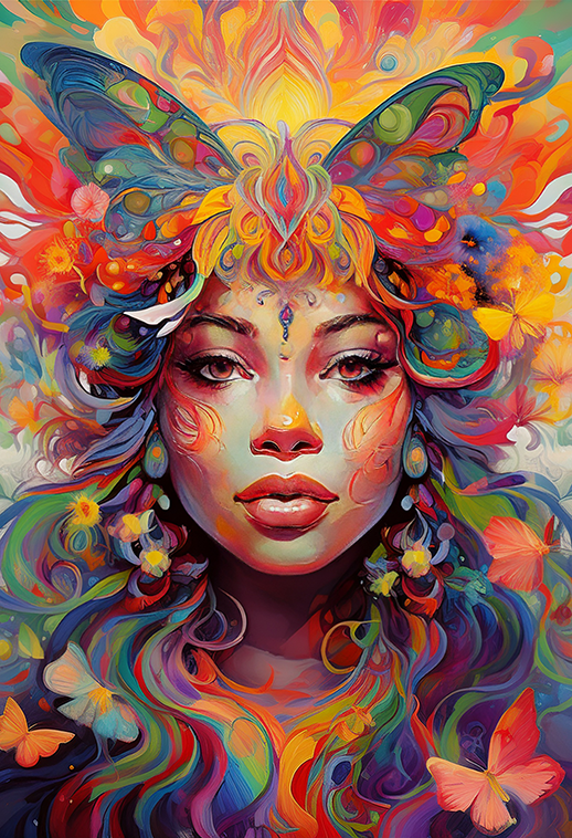 Queen of Colors Canvas Wall Art – Radiant Butterfly Spirit
