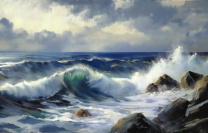 Ocean Wave Canvas Wall Art – Stormy Sea & Crashing Waves