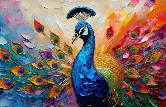 Majestic Peacock Canvas Wall Art – Vibrant Rainbow Feathers