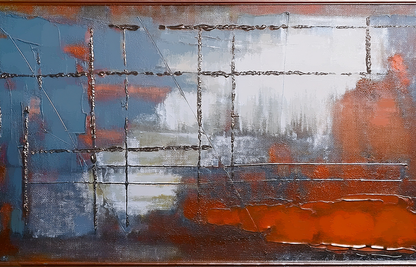 Rust Echoes – Abstract Geometric Line and Texture Canvas Wall Art