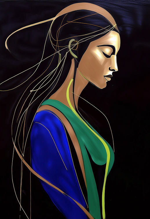 Sacred Lines – Elegant Minimalist Woman Canvas Wall Art