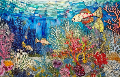 Colorful Coral Reef Canvas Wall Art – Vibrant Underwater Ocean Scene