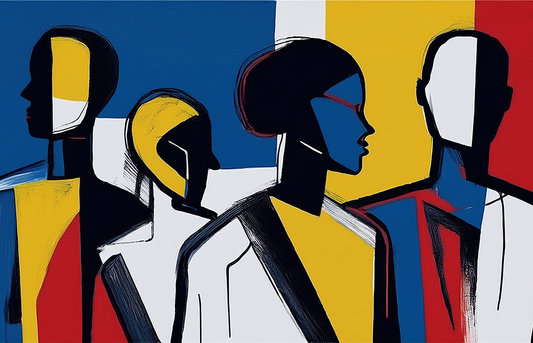 Shadows in Color – Modern Abstract People Silhouettes Canvas Wall Art